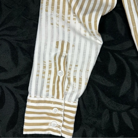 Reformation Womens Striped Button Down Deadstock XS Shirt Distressed - Picture 9 of 12